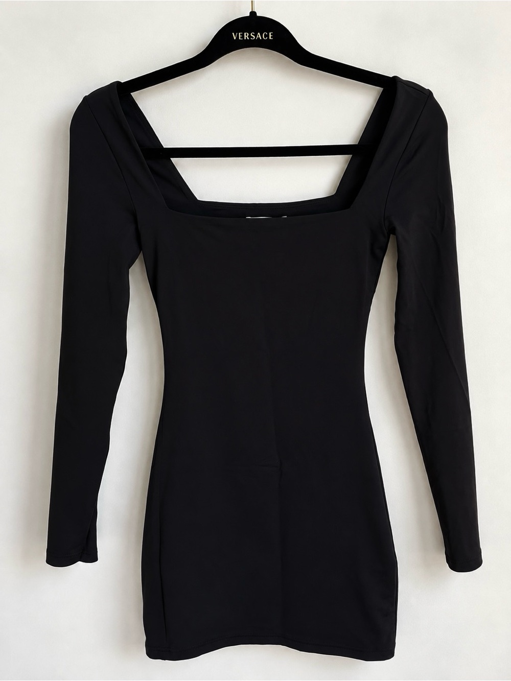 Babaton Contour Squareneck Longsleeve Mini Dress Black Size XS
